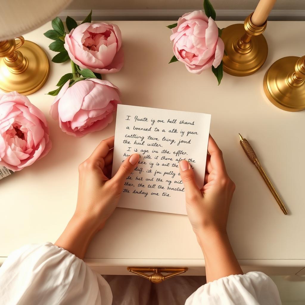 Hands holding a handwritten letter