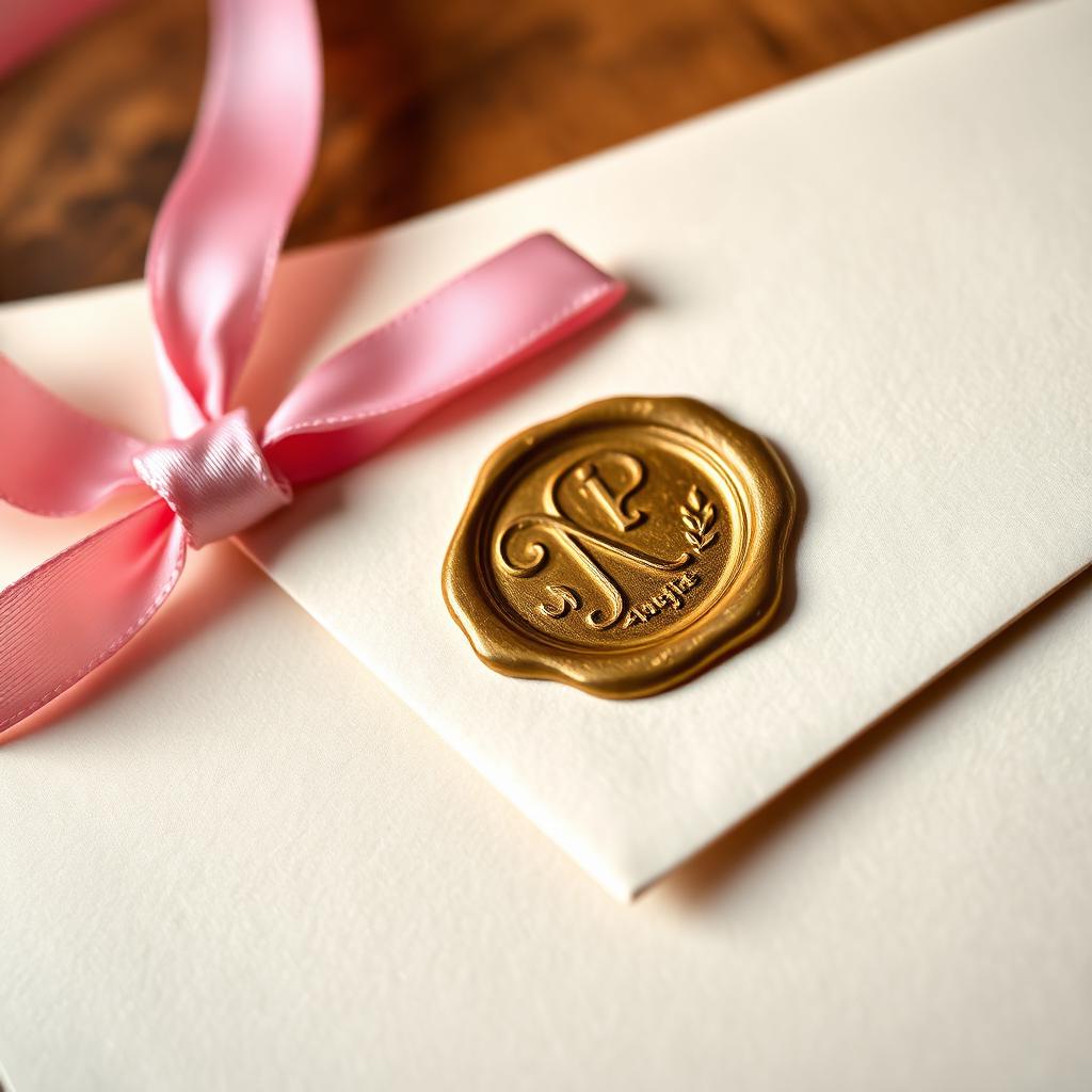 Gold seal on cream envelope